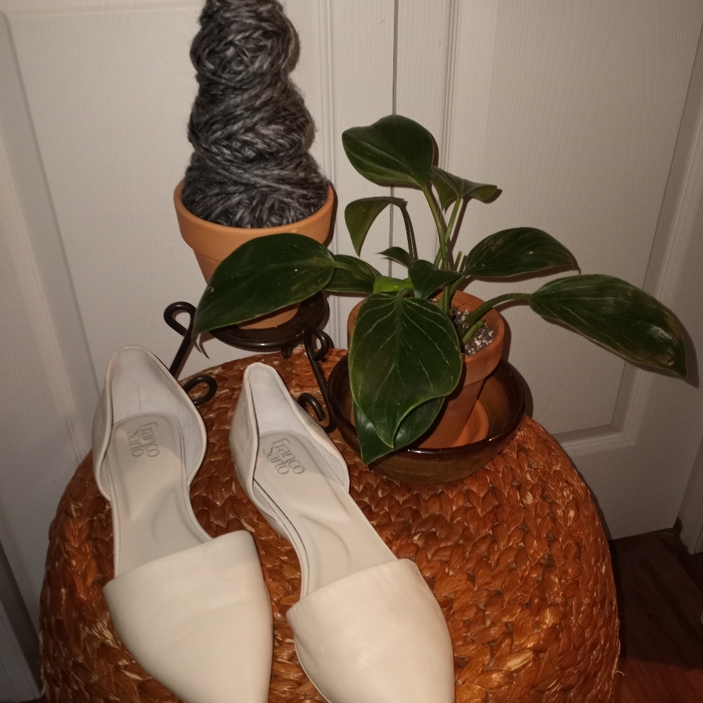 Leather Franco Sarto dorsay style flats. Size 9.5 Bone color.
